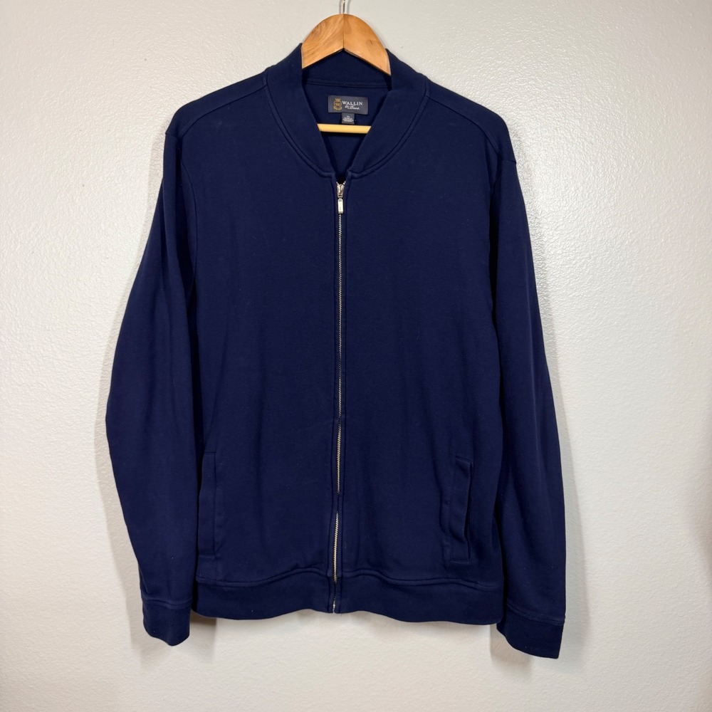 Wallin & Bros Jacket Mens XL Blue Bomber Full Zip Cotton‎ Casual Lightweight